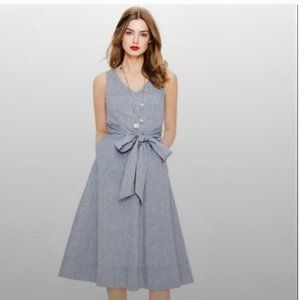 Boden Jade Sleeveless Chambray Dress with Tie Belt